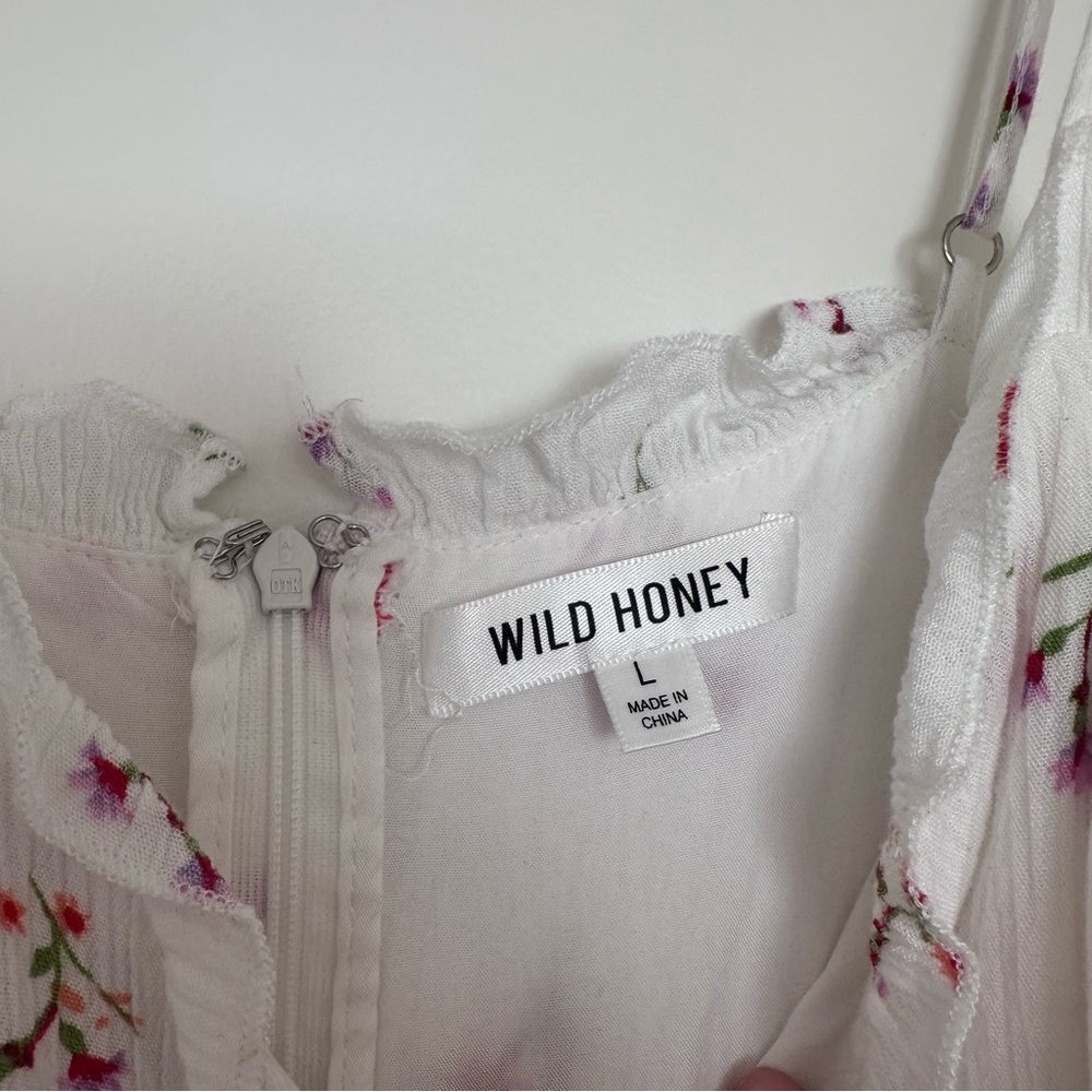 Wild Honey White Maternity Dress‎ with Pink Floral Accents - Picture 4 of 6
